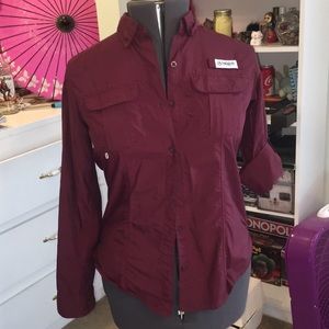 Maroon Button-down Top